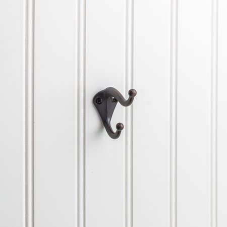 ELEMENTS BY HARDWARE RESOURCES 2-5/16" Brushed Oil Rubbed Bronze Traditional Double Prong Ball End Wall Mounted Utility Hook YD10-231DBAC